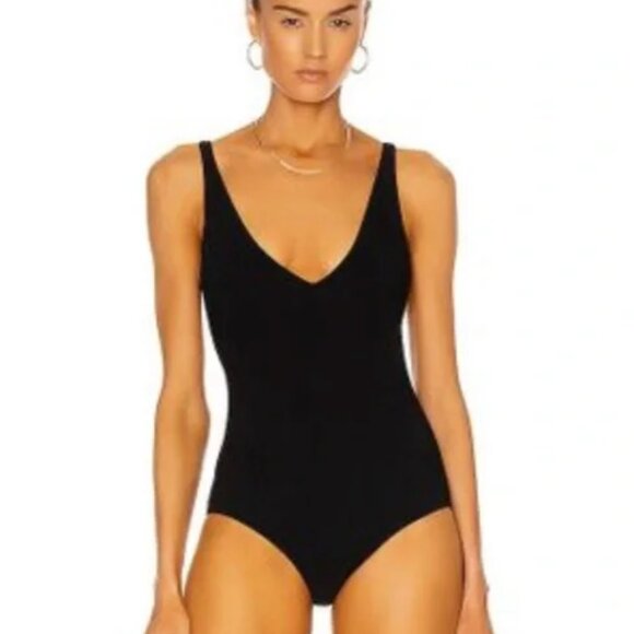 TOTEME Deep V-neck Black One Piece Swimsuit Size L - Picture 1 of 6